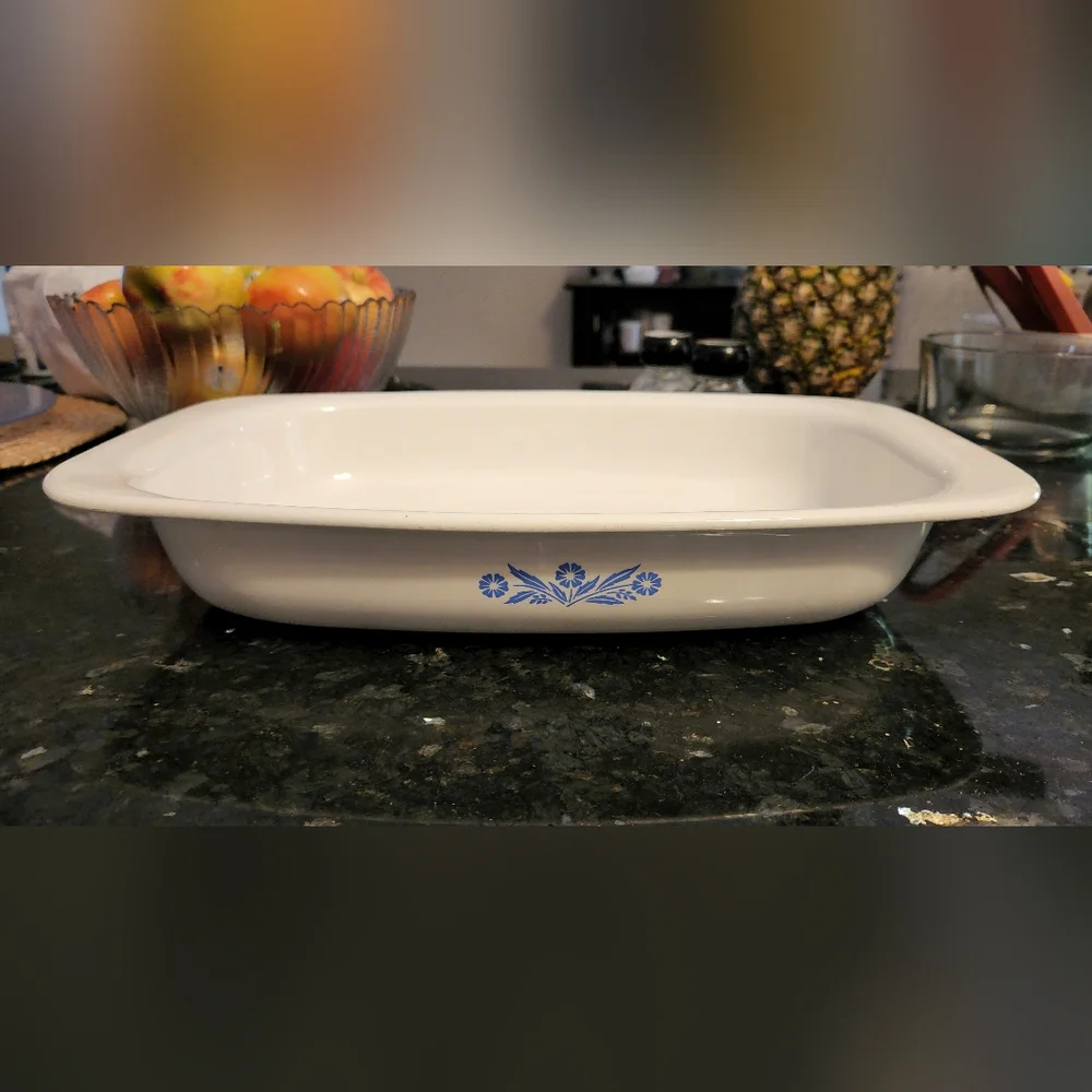 Corningware P-21 Roaster Blue Cornflower Roasting Pan & 9in Pie Pan